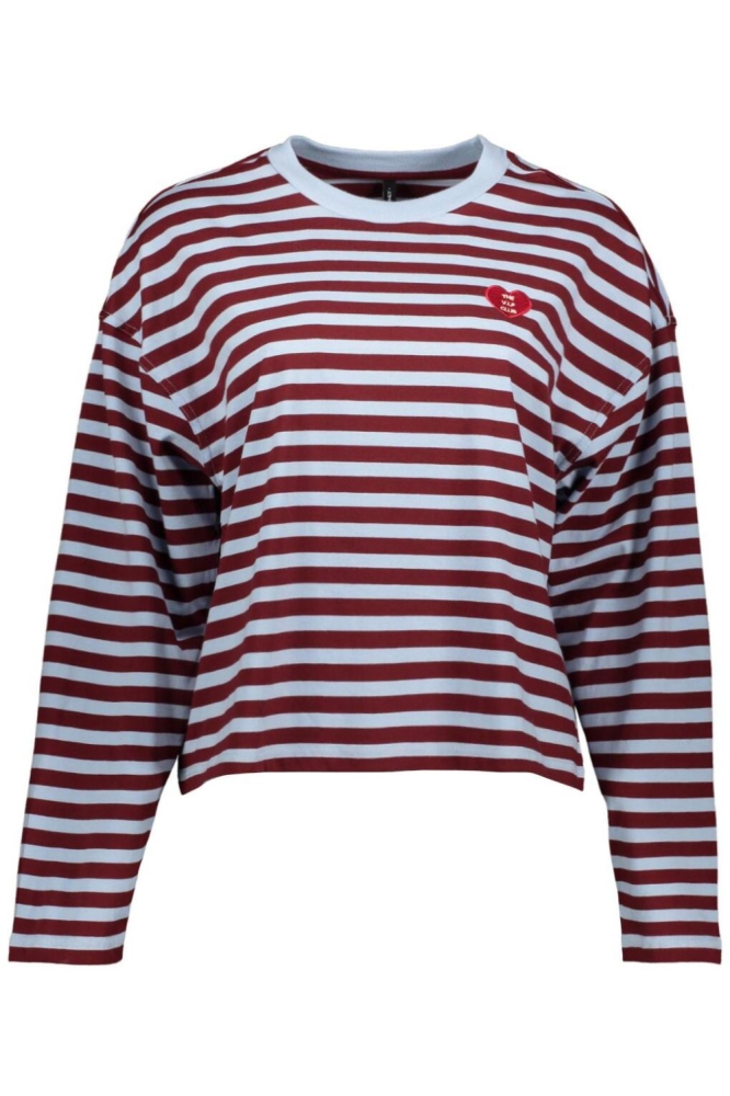 ONLLIVINA L/S O-NECK STRIPE TOP PRI 15371241 CARBERNET/ CASHMERE B
